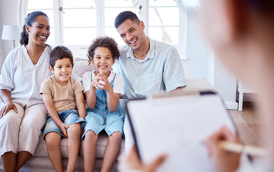 Family meeting with their inspector during a home inspection 