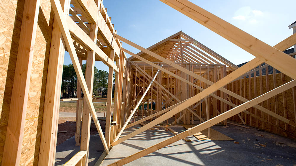 New house construction site seen before home inspection services are scheduled 